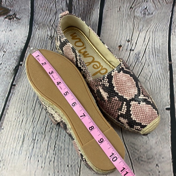 SAM EDELMAN KHLOE Pink & Black Snake Skin Leather Slip On Espadrilles Flats - Picture 9 of 17